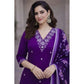 Glamorous Women's Chanderi Silk Ethnic Motif V-Neck 3/4th Sleeve Kurti With Pant Dupatta Set