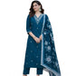 Glamorous Women's Chanderi Silk Ethnic Motif V-Neck 3/4th Sleeve Kurti With Pant Dupatta Set