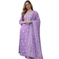 Glamorous Women's Chanderi Silk Ethnic Motif Round 3/4th Sleeve Kurti With Pant Dupatta Set
