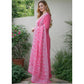 Glamorous Women's Chanderi Silk Ethnic Motif Round 3/4th Sleeve Kurti With Pant Dupatta Set