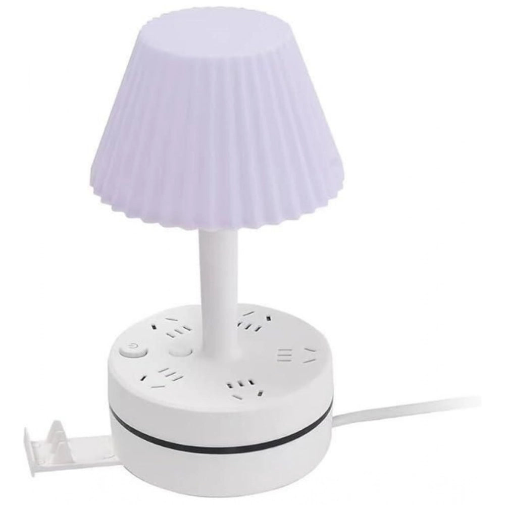 Snazzy Plastic-LED Ribbed Shade Table Lamp with USB Charging Base