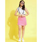 Sophisticated Girl's Polyester Lurex Printed Sleeveless Skorts Set