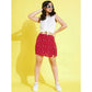 Sophisticated Girl's Polyester Lurex Printed Sleeveless Skorts Set