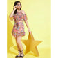 Sophisticated Girl's Polyester Lurex Floral Shoulder Straps Top and Skirt Set