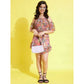 Sophisticated Girl's Polyester Lurex Floral Shoulder Straps Top and Skirt Set