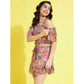 Sophisticated Girl's Polyester Lurex Floral Shoulder Straps Top and Skirt Set