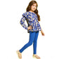 Funky Girl's Polyester Floral One Shoulder Jeggings Set