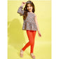 Funky Girl's Polyester Floral One Shoulder Jeggings Set