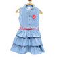 Funky Girl's Denim Embellished Sleeveless Dress with Belt