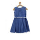 Elite Girl's Denim Embellished Sleeveless Dress with Belt
