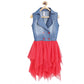 Elite Girl's Denim Roll Up Buttoned Dress