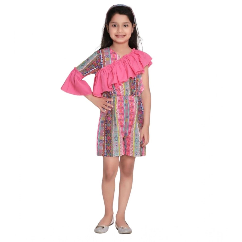 Funky Girl's Cotton &amp; Polyester Printed 3/4th Sleeves Dress