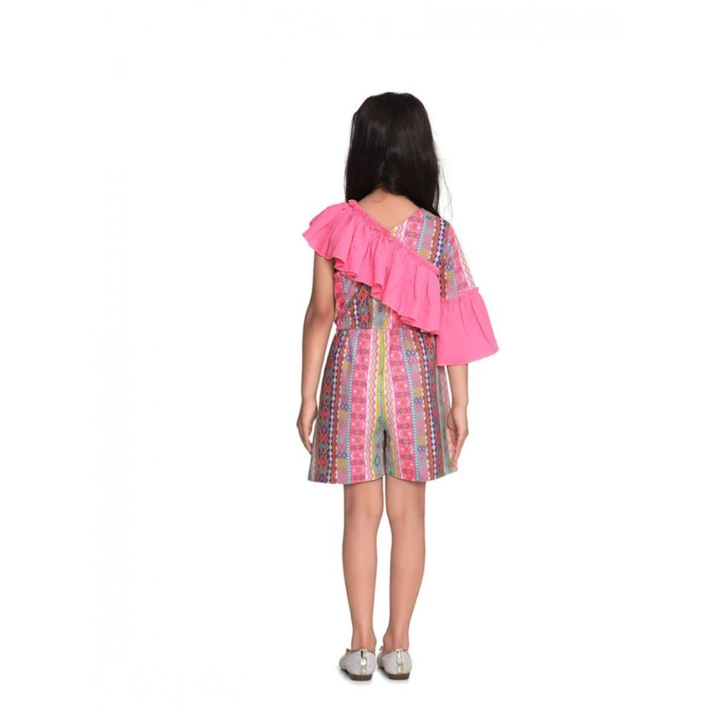 Funky Girl's Cotton &amp; Polyester Printed 3/4th Sleeves Dress