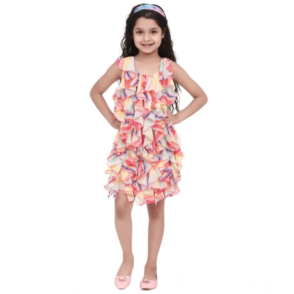 Elite Girl's Chiffon Ruffled Sleeveless Dress