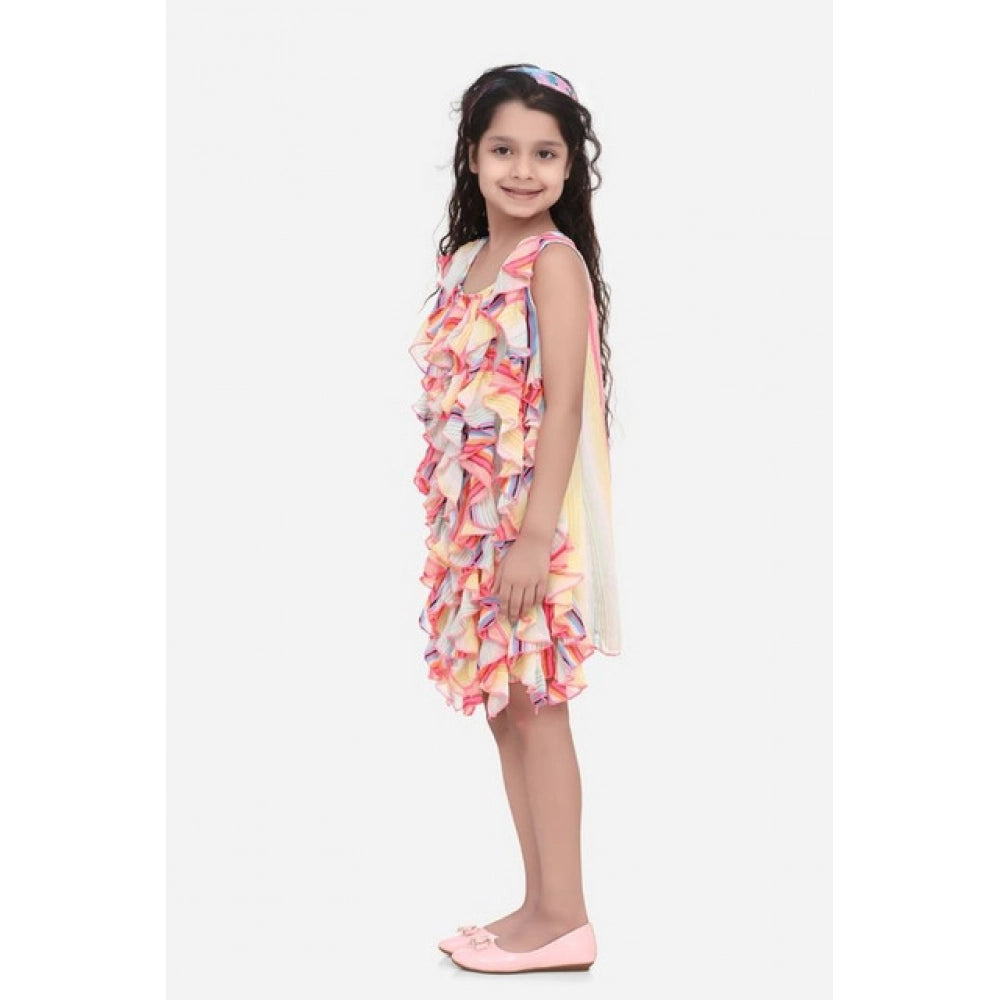 Elite Girl's Chiffon Ruffled Sleeveless Dress