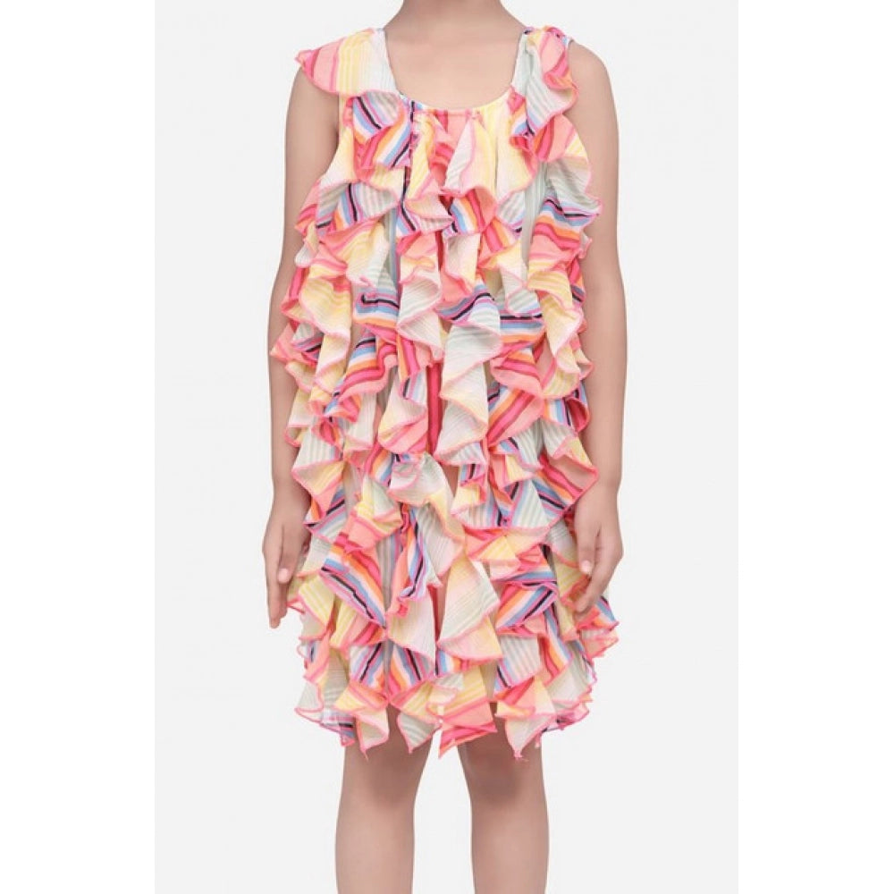 Elite Girl's Chiffon Ruffled Sleeveless Dress