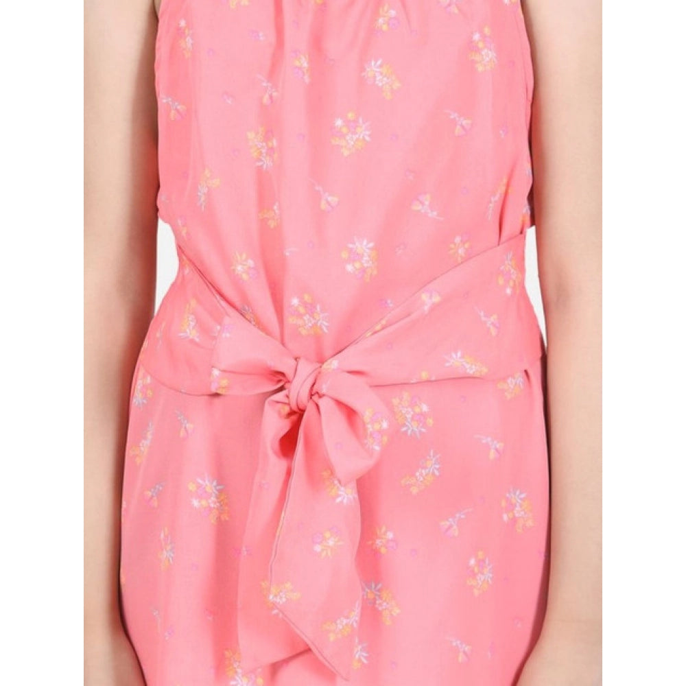 Classic Girl's Polyester Floral Short Sleeve Dress