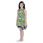 Classic Girl's Polyester Crepe &amp; Net Printed Sleeveless Dress