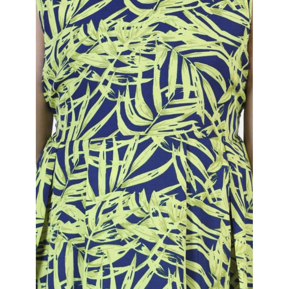 Classic Girl's Polyester Crepe &amp; Net Printed Sleeveless Dress