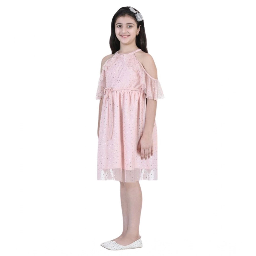 Classic Girl's Net Printed Sleeveless Dress