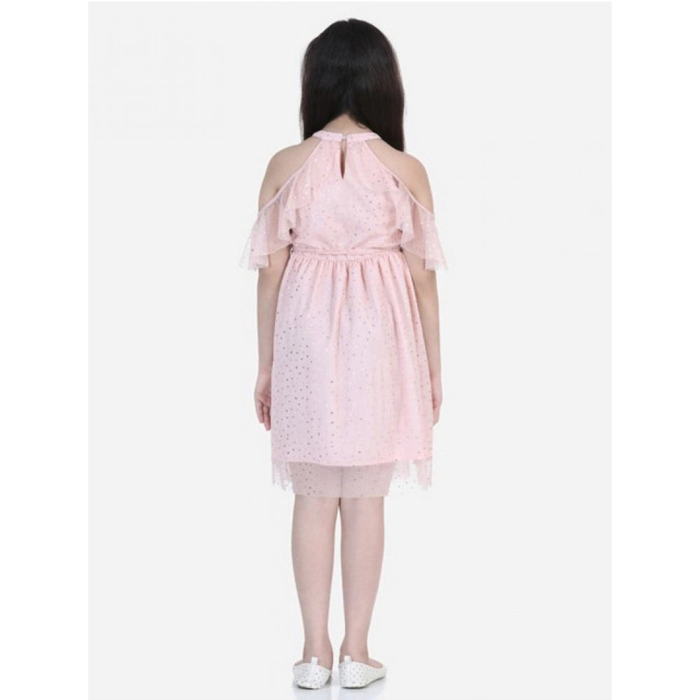 Classic Girl's Net Printed Sleeveless Dress