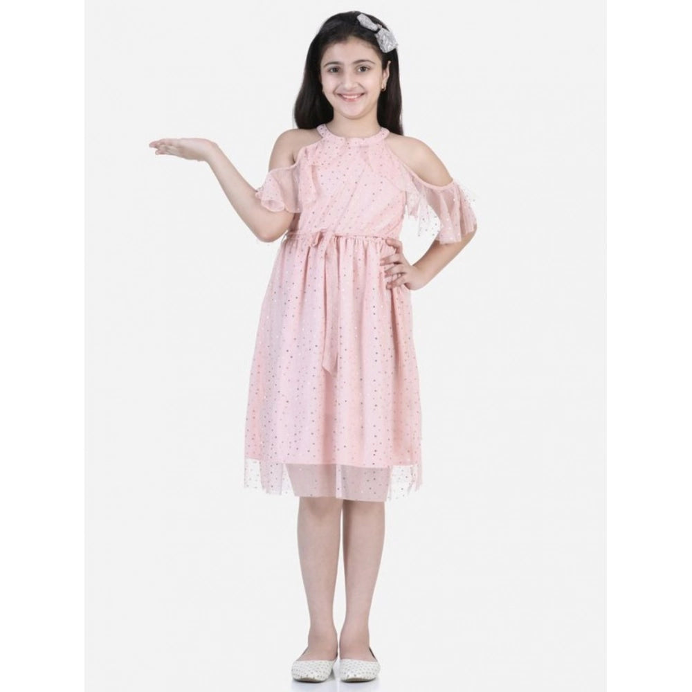 Classic Girl's Net Printed Sleeveless Dress