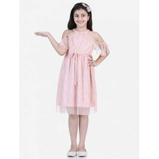 Classic Girl's Net Printed Sleeveless Dress