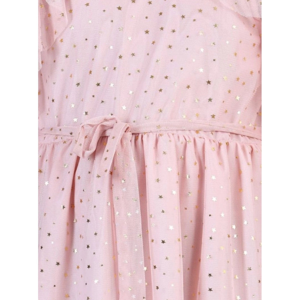 Classic Girl's Net Printed Sleeveless Dress