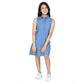 Funky Girl's Denim Solid Cold Shoulder Dress