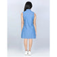 Funky Girl's Denim Solid Cold Shoulder Dress