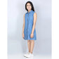 Funky Girl's Denim Solid Cold Shoulder Dress