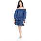 Sophisticated Girl's Denim Solid Off Shoulder Dress