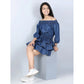 Sophisticated Girl's Denim Solid Off Shoulder Dress
