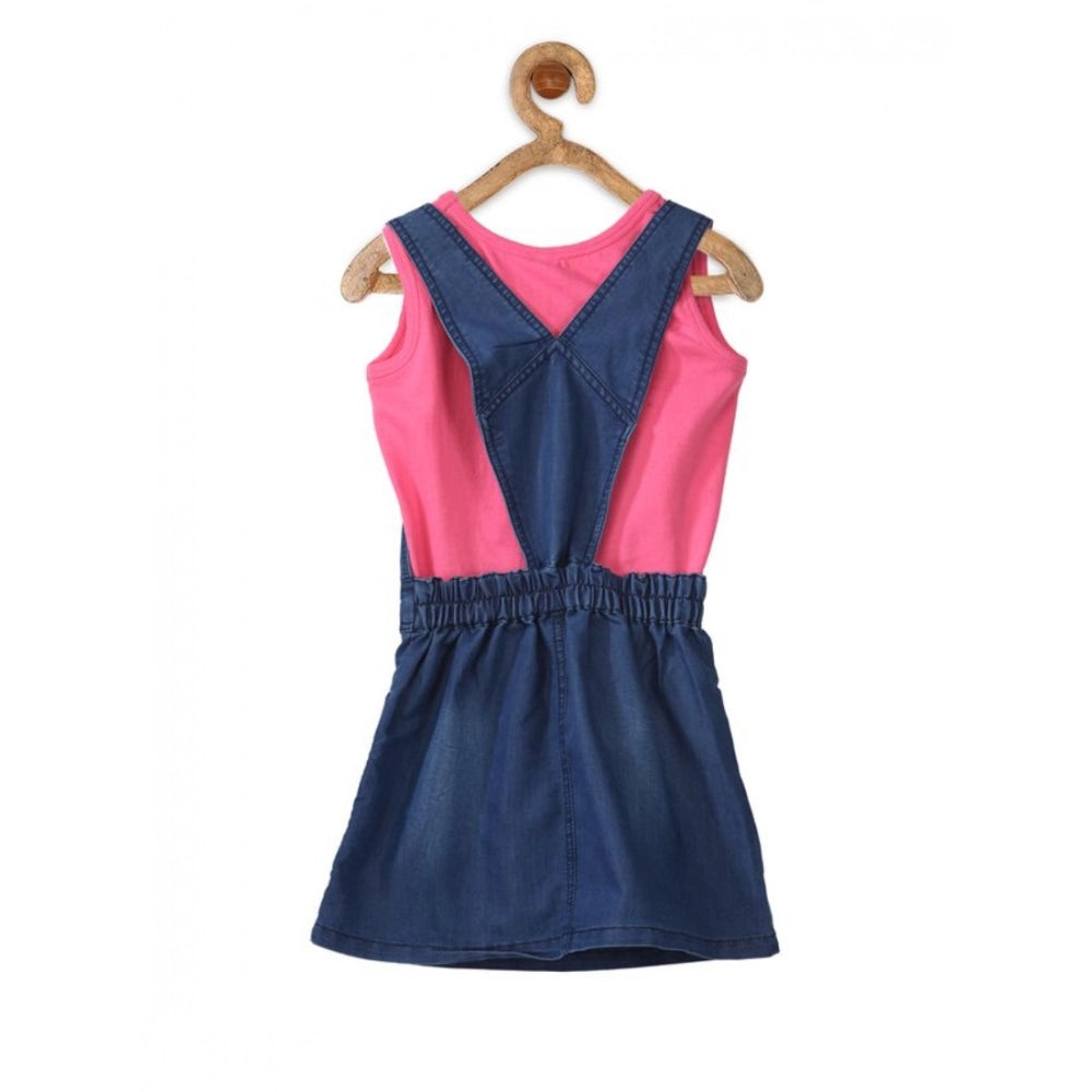 Twinkling Girl's Denim &amp; Cotton Bow Sleeveless Dungaree