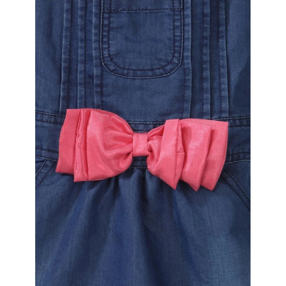 Twinkling Girl's Denim &amp; Cotton Bow Sleeveless Dungaree