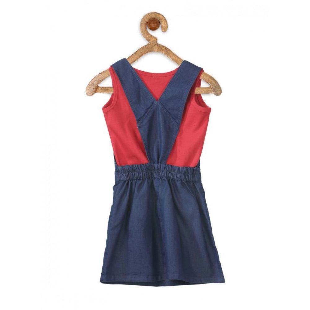 Twinkling Girl's Denim &amp; Cotton Bow Sleeveless Dungaree
