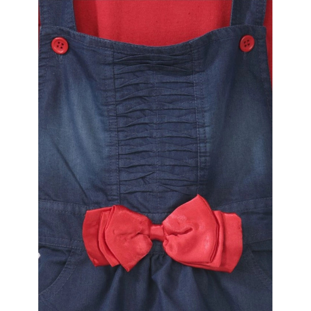 Twinkling Girl's Denim &amp; Cotton Bow Sleeveless Dungaree