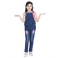 Exquisite Girl's Denim Patch Work Buttoned Dungaree
