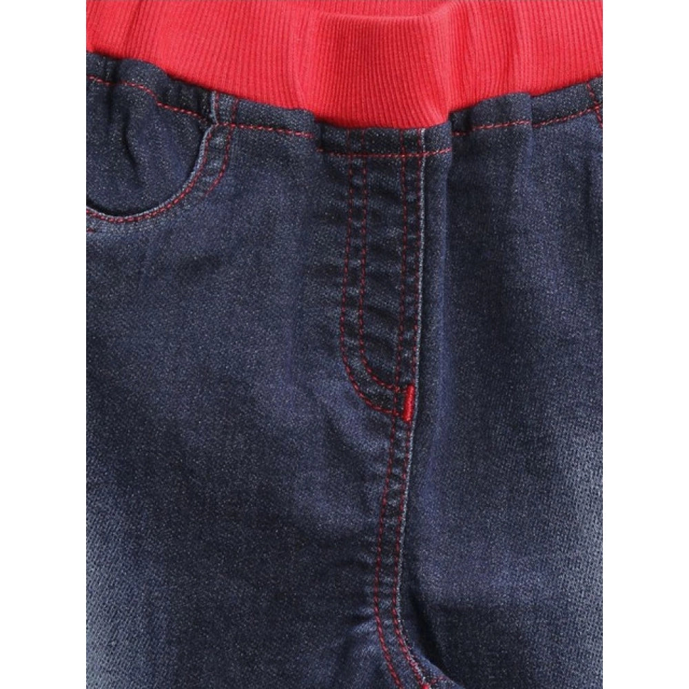 Unique Girl's Denim Ribbed Elasticated Jeans