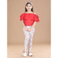 Comfy Girl's Cotton Lycra Floral Elasticated Jeggings