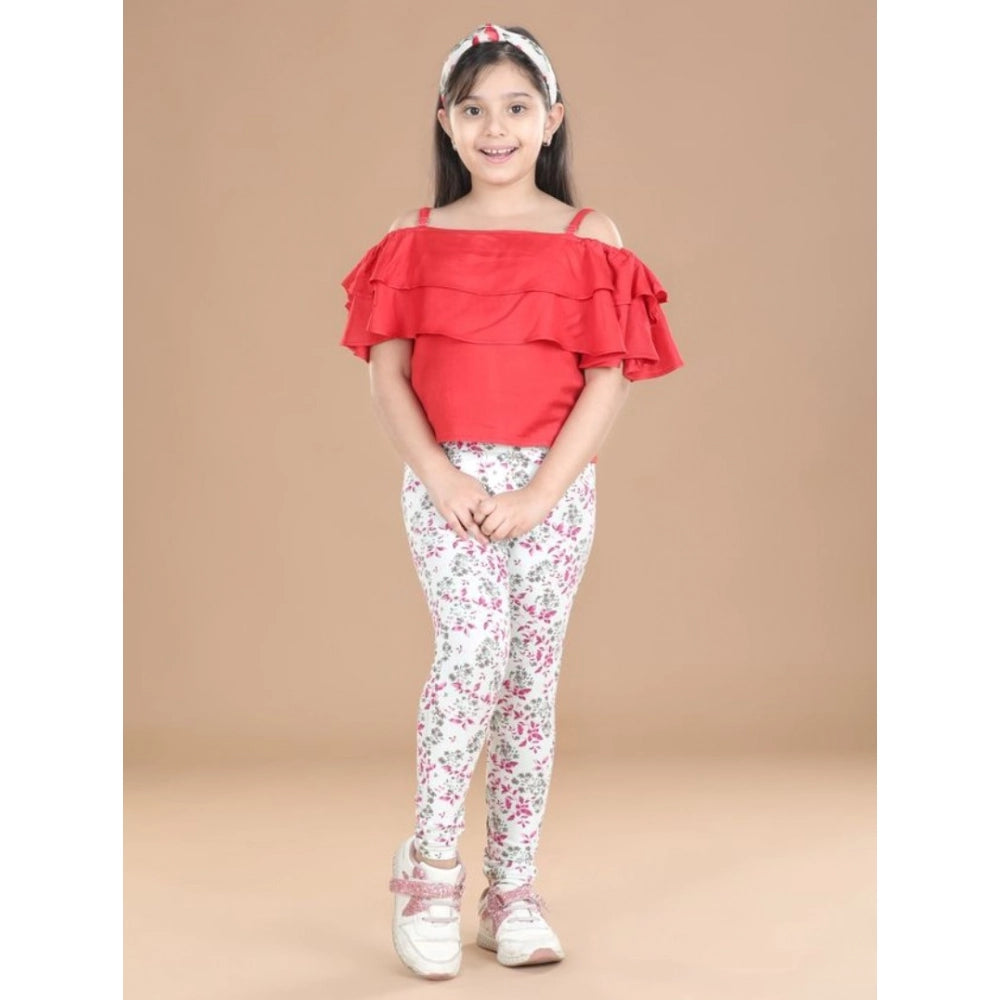 Comfy Girl's Cotton Lycra Floral Elasticated Jeggings