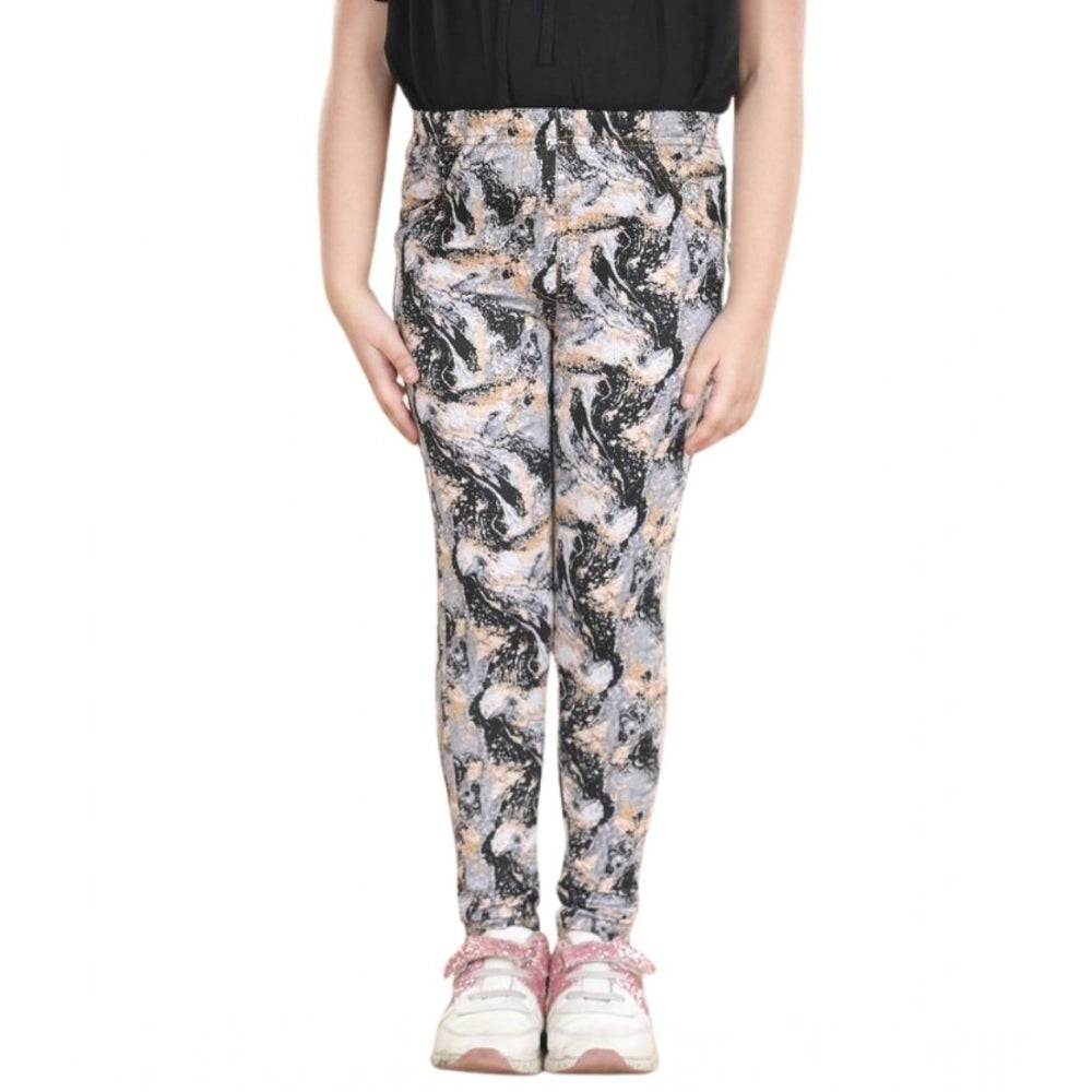 Comfy Girl's Cotton Lycra Floral Elasticated Jeggings