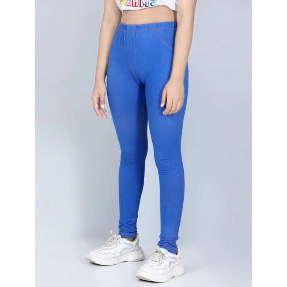 Fashionista Girl's Cotton Lycra Solid Elasticated Jeggings