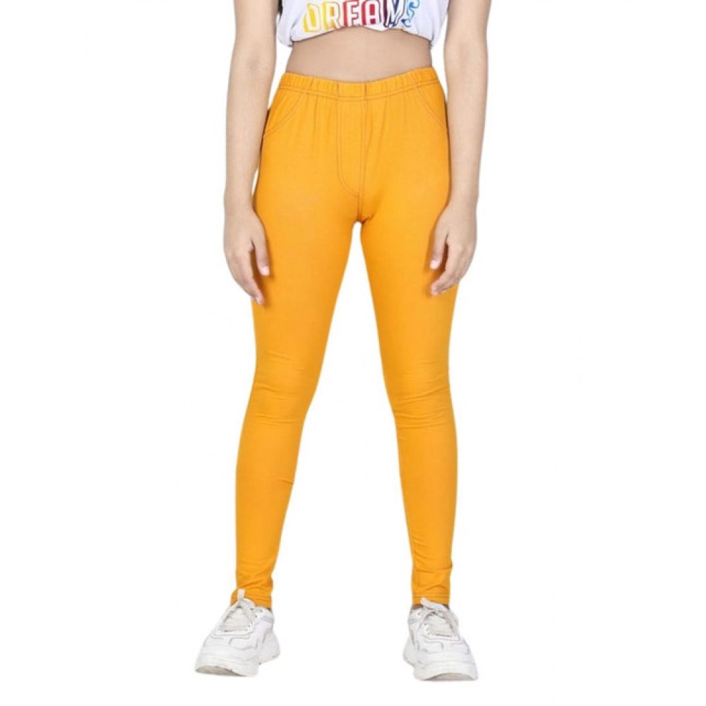 Fashionista Girl's Cotton Lycra Solid Elasticated Jeggings