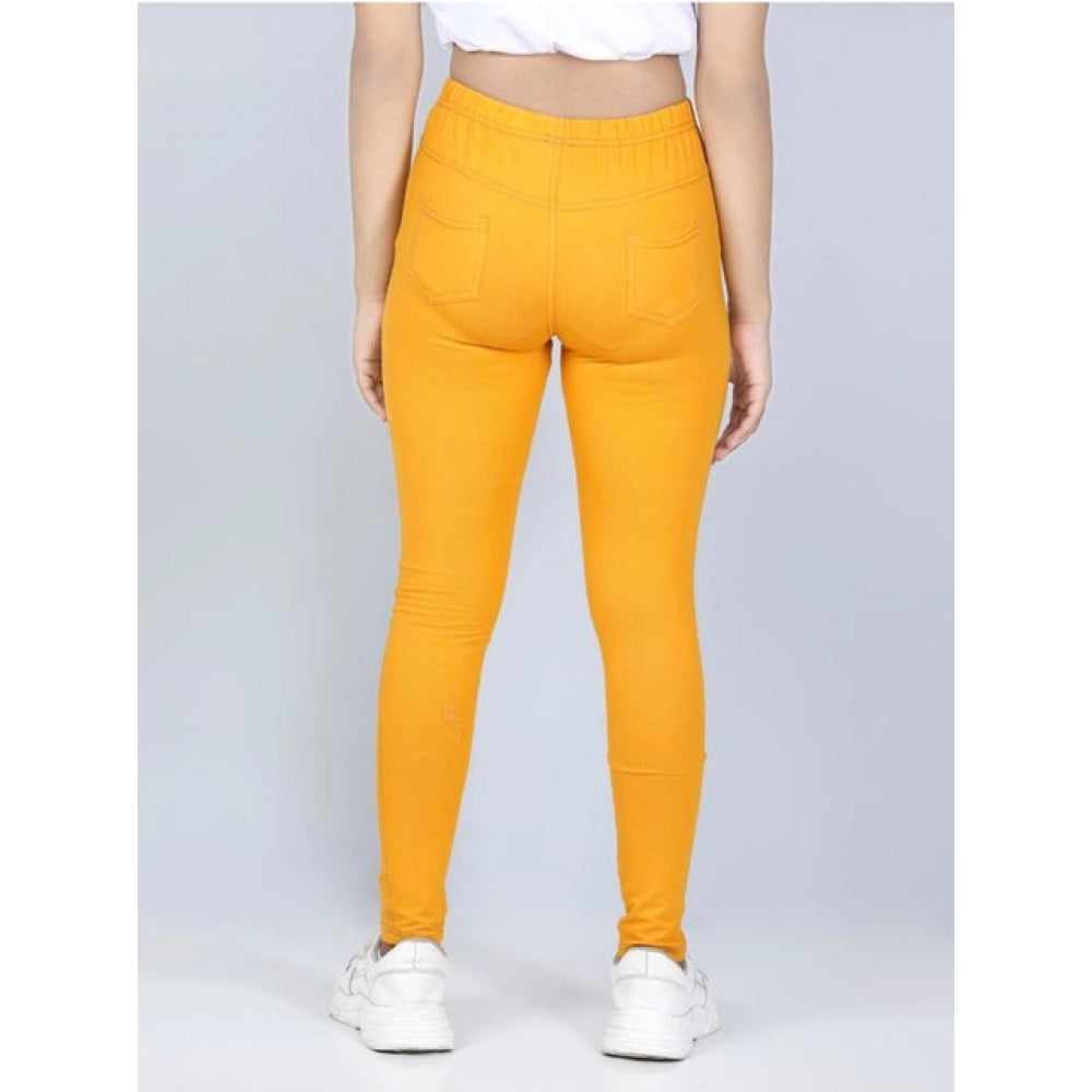 Fashionista Girl's Cotton Lycra Solid Elasticated Jeggings