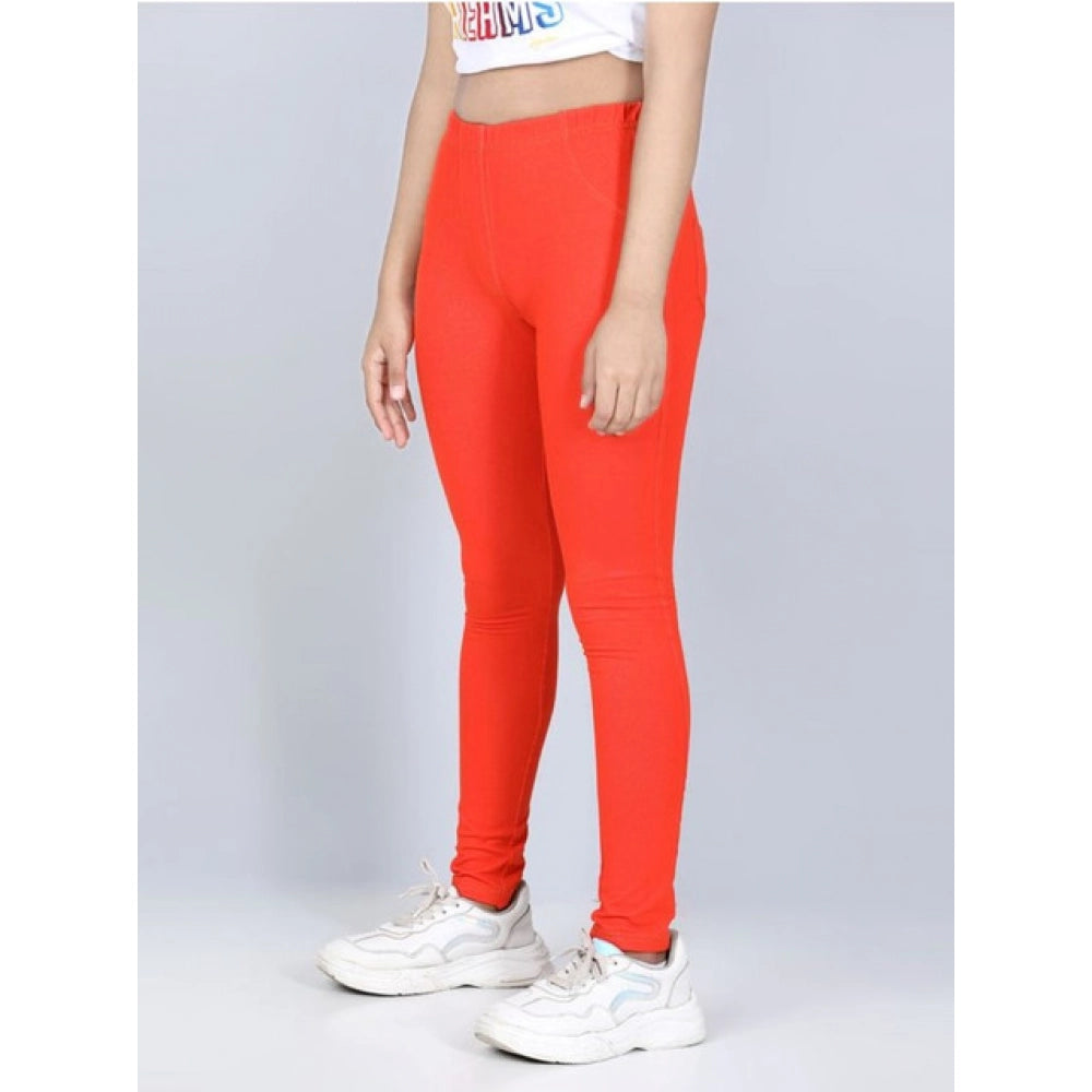 Fashionista Girl's Cotton Lycra Solid Elasticated Jeggings