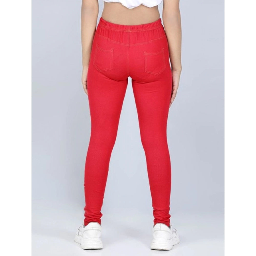 Fashionista Girl's Cotton Lycra Solid Elasticated Jeggings