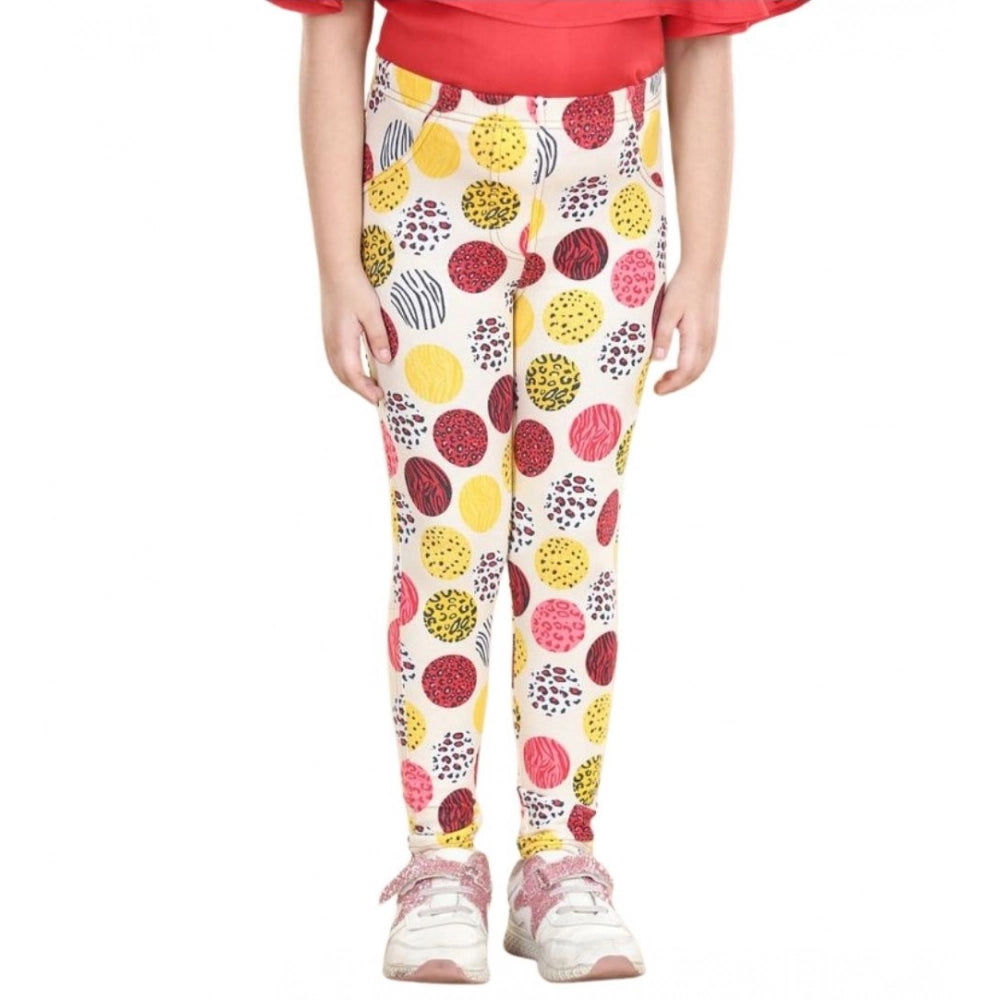 Comfy Girl's Cotton Lycra Floral Elasticated Jeggings