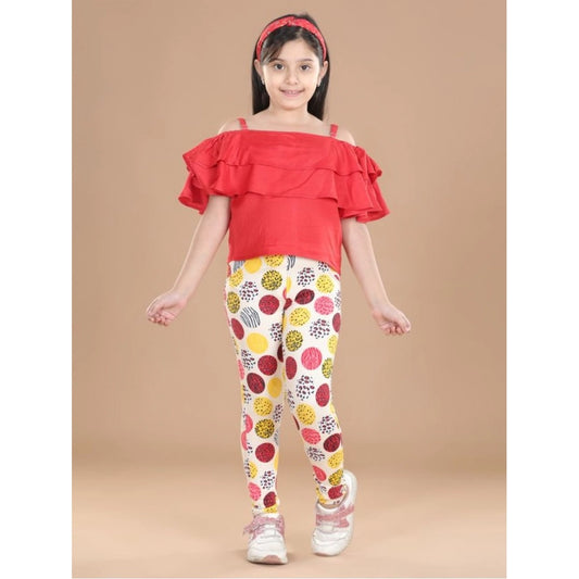 Comfy Girl's Cotton Lycra Floral Elasticated Jeggings