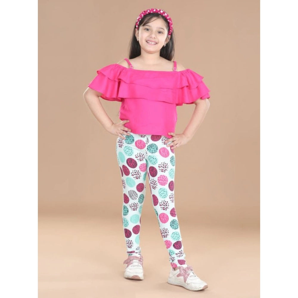 Comfy Girl's Cotton Lycra Floral Elasticated Jeggings